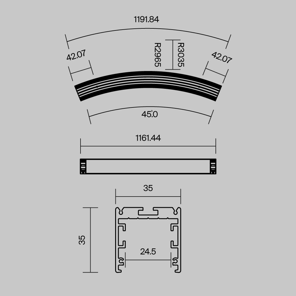 Профиль Led Strip ALM-3535R-B-D-45°-3M, фото 2