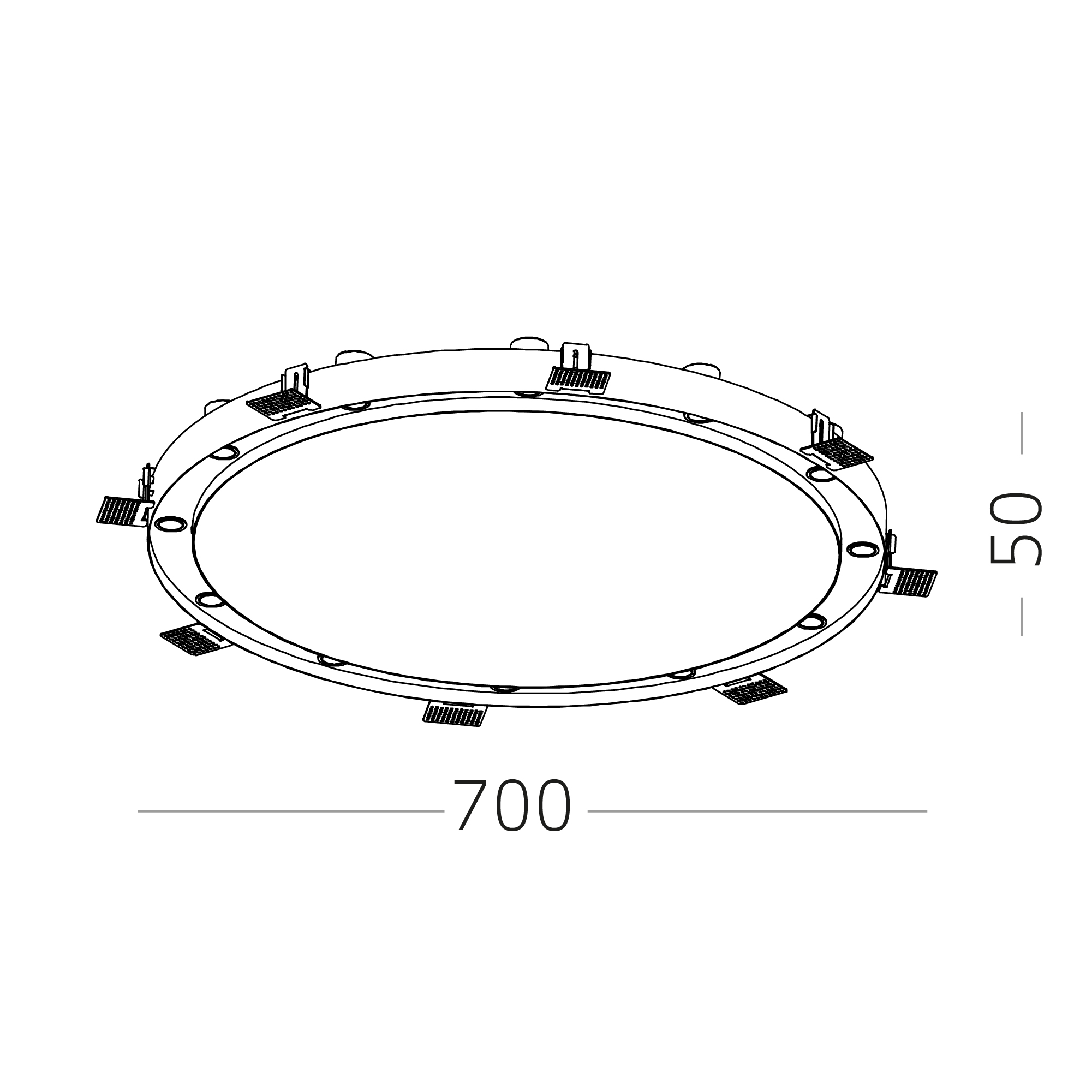 ST706.448.45 Св-к встр. Белый LED 9*5W 4000K 4 050Lm Ra>90 38° IP20 D700xH50 220-240V Встраиваемые светильники, фото 2
