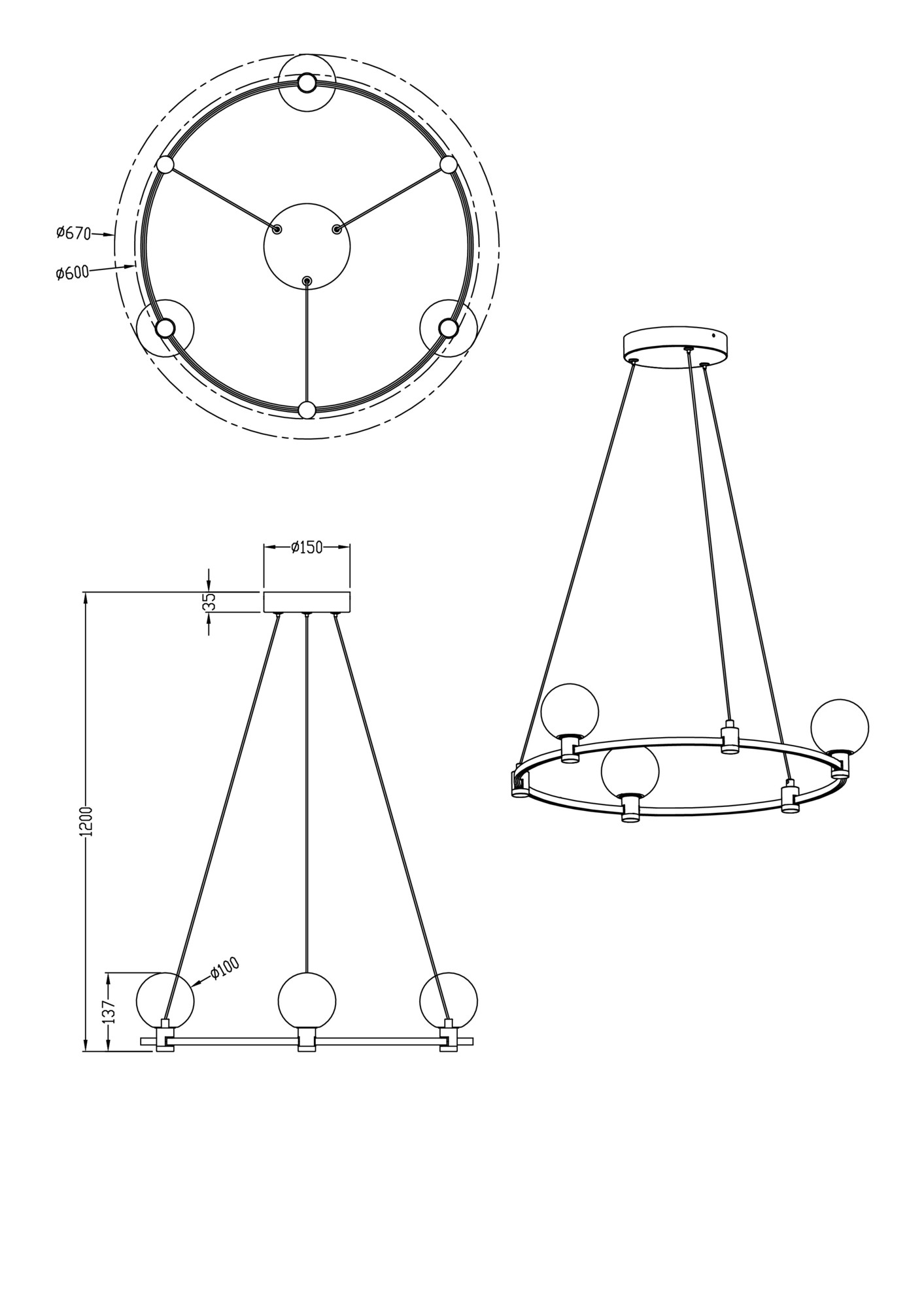 Подвесной светильник Freya FR4005PL-03B1, фото 3