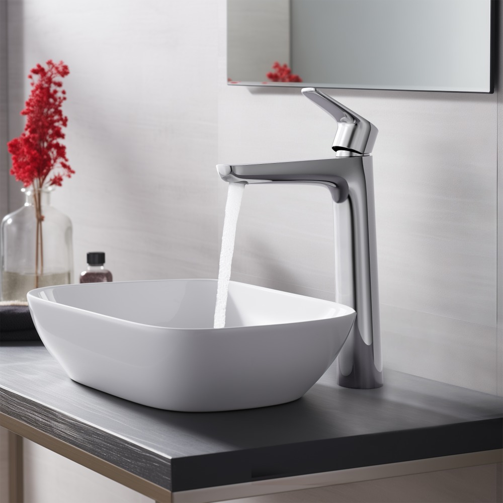 AQ1104CR БЕТТА смеситель для раковины высокий 230, без донного клапана, фото 4