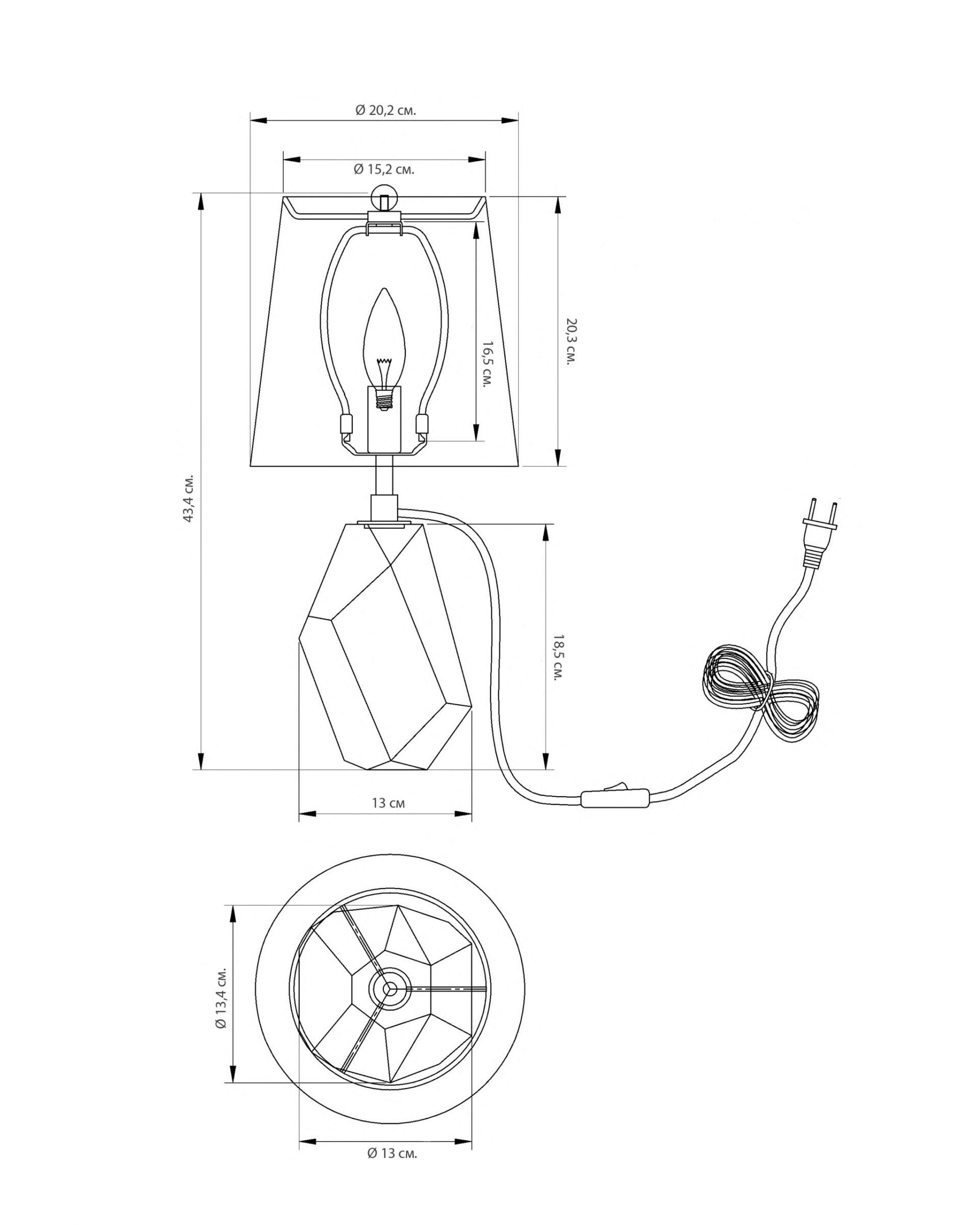 Настольная лампа Хоуп из цельного хрусталя, фото 4
