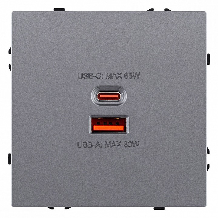 Розетка 2хUSB type A и C без рамки Kollinger Eclipse EC-024GY, фото 1