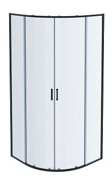 AQ ARI RO 08020BL Душевой уголок 1/4 круга, двери раздвижные 800x800x2000, профиль черный, стекло прозрачное, фото 2