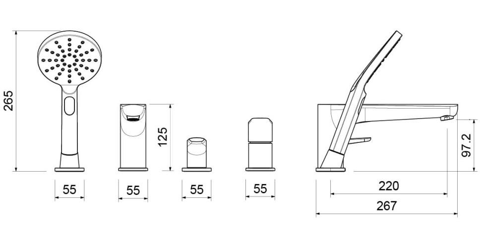 AQ1148MB БЕТТА смеситель Смесители для ванны на 4 отв., матовый черный, фото 9