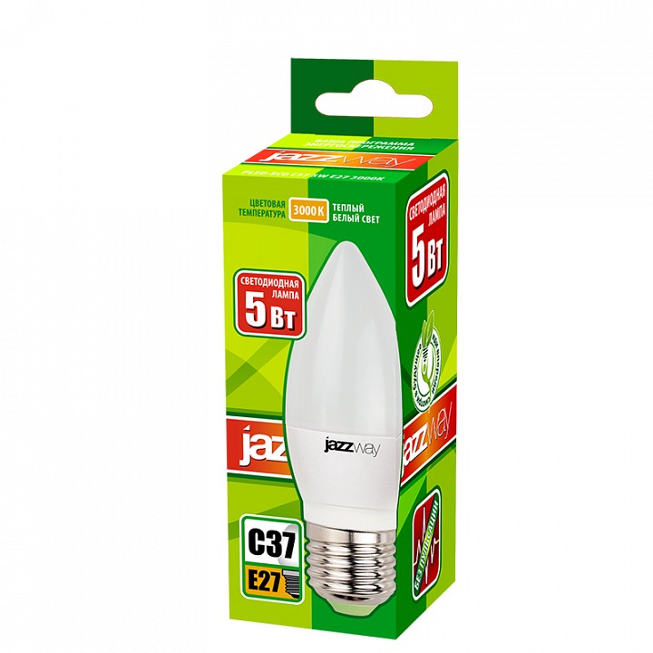 Лампа светодиодная Jazzway E27 5Вт 3000K PLED-ECO-C37 5w E27 3000K, фото 2