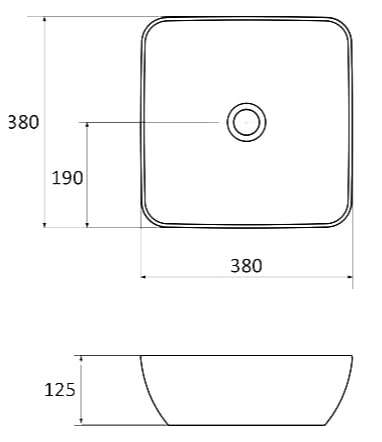 Умывальник UNI 380 S SLIM керамический белый, фото 2