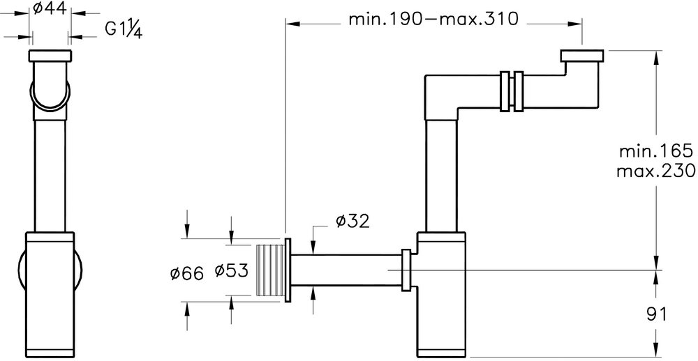 A45133 Сифон для раковины Z-типа, фото 3