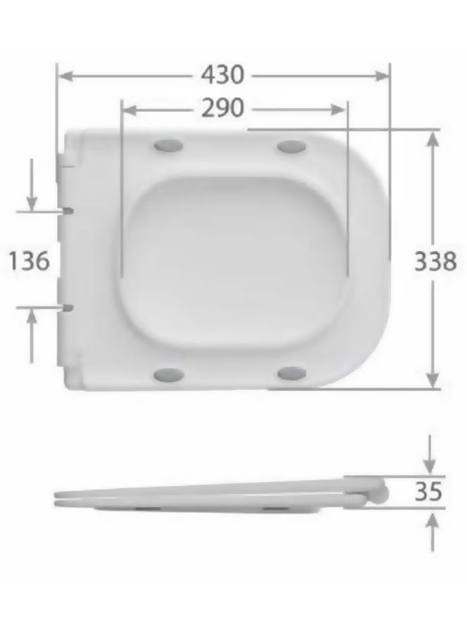 AQ4001-00 Сидение с крышкой (дюропласт) SQUARE (для AQ4411, AQ4451), SoftClose, QuickRelease, белая, фото 3