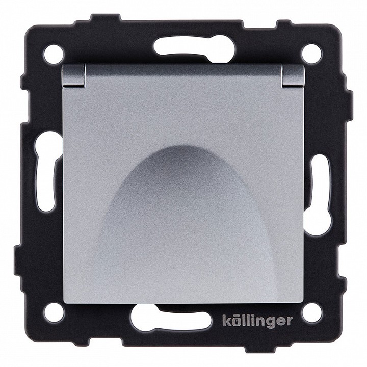 Розетка с заземлением с крышкой, без рамки Kollinger  REA-006GY, фото 1