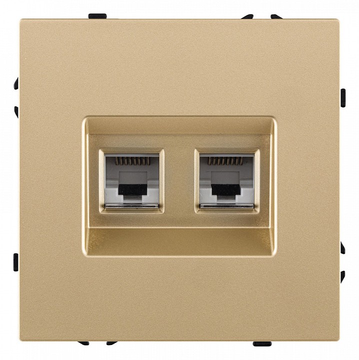 Розетка двойная Ethernet RJ-45 и со шторками, без рамки Kollinger Eclipse EC-018GD, фото 1