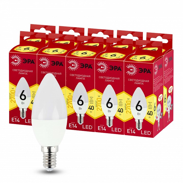 Лампа светодиодная Эра E14 6Вт 2700K LED B35-6W-827-E14 R, фото 5