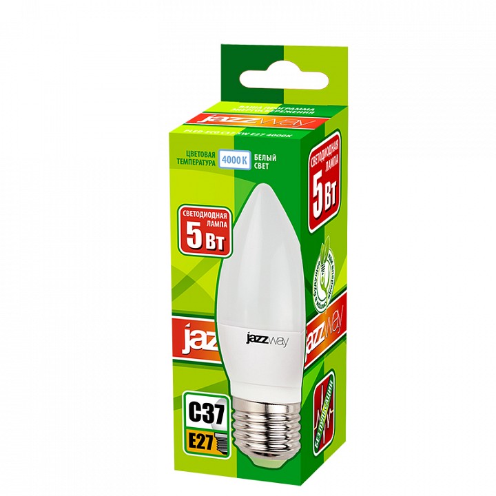 Лампа светодиодная Jazzway E27 5Вт 4000K PLED-ECO-C37 5w E27 4000K, фото 2