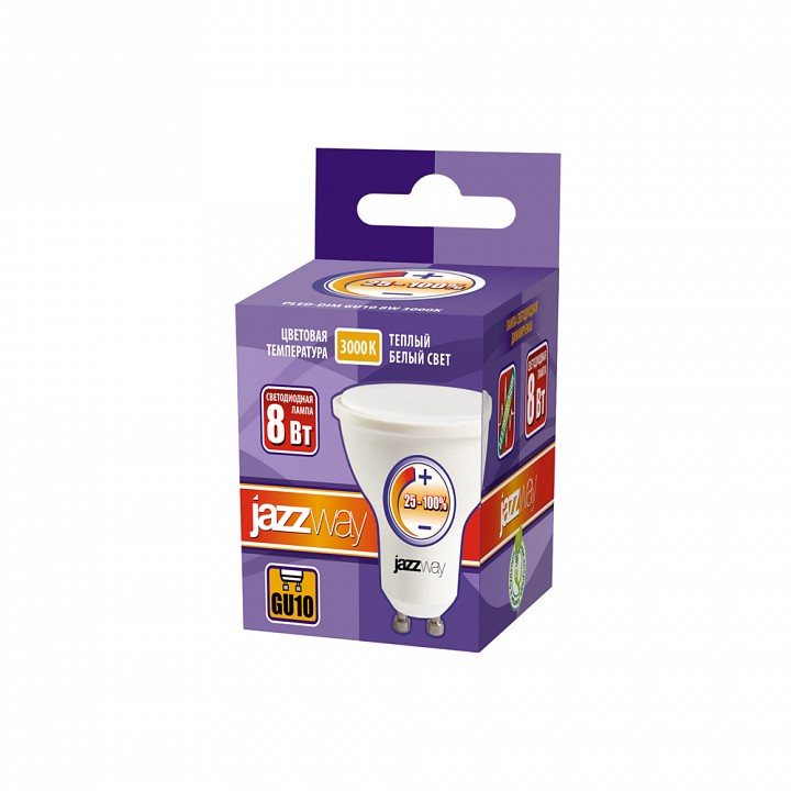 Лампа светодиодная Jazzway  GU10 8Вт 3000K PLED- DIM GU10  8w 3000K, фото 2