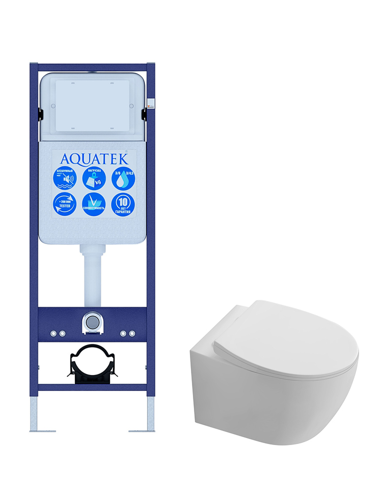 SET AQUATEK СИРИУС (рама AQUATEK Standard INS-0000017(без клавиши и крепежа) + унитаз AQ1582T-00 СИРИУС TORNADO с тонким сиденьем soft-close), фото 1
