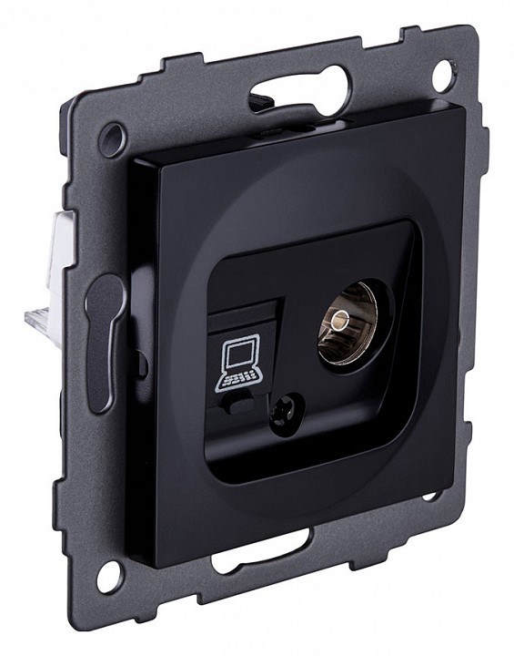 ТВ-розетка и розетка Ethernet RJ-45 без рамки Kollinger  REA-021BK, фото 2