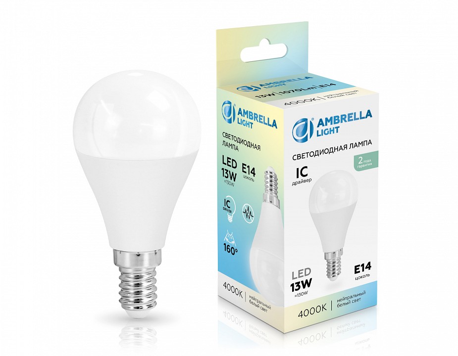 Лампа светодиодная Ambrella Light G45 E14 13Вт 4000K 451314, фото 4