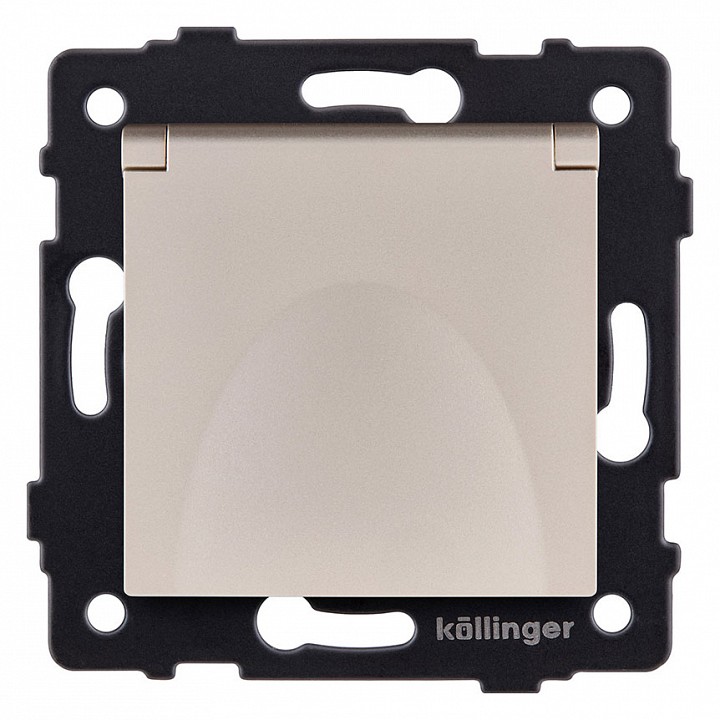Розетка с заземлением с крышкой, без рамки Kollinger  REA-006GD, фото 1