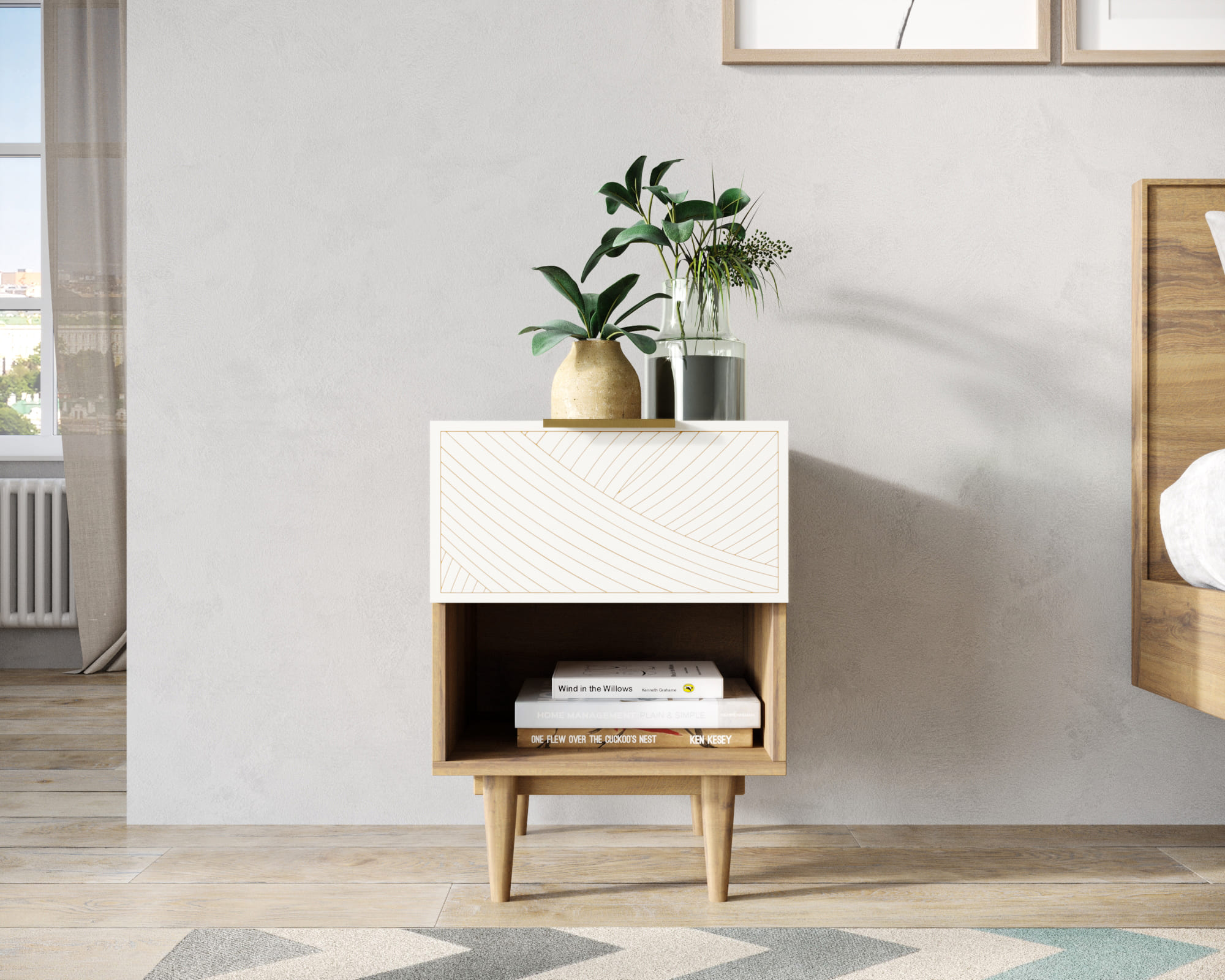 Тумбочка с верхним ящиком "Line" LN10/GR1/beige, фото 4