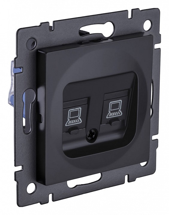 Розетка двойная Ethernet RJ-45 и со шторками, без рамки Kollinger  REA-019BM, фото 2