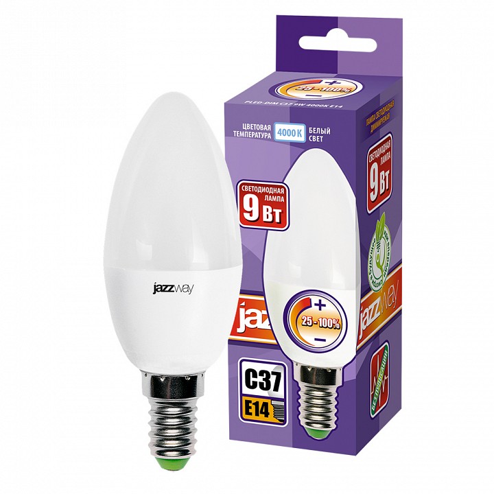 Лампа светодиодная Jazzway E14 9Вт 4000K PLED- DIM C37 9w 4000K E14, фото 3