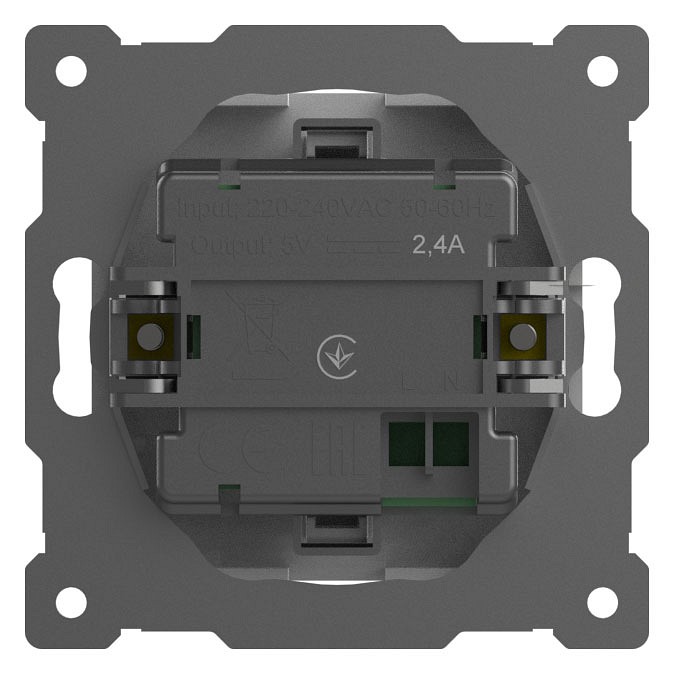 Розетка 2хUSB type A без рамки Elbi Eleсtriс Zena Vega 609-015600-143, фото 5