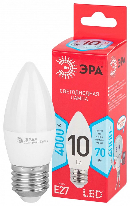 Лампа светодиодная Эра E27 10Вт 4000K LED B35-10W-840-E27 R, фото 5