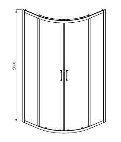 AQ ARI RO 08020BL Душевой уголок 1/4 круга, двери раздвижные 800x800x2000, профиль черный, стекло прозрачное, фото 5