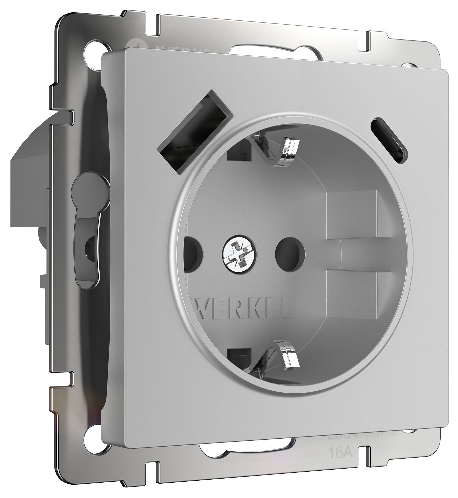 Розетка с заземлением и со шторкой и 2хUSB type A и C, без рамки Werkel  W1171706