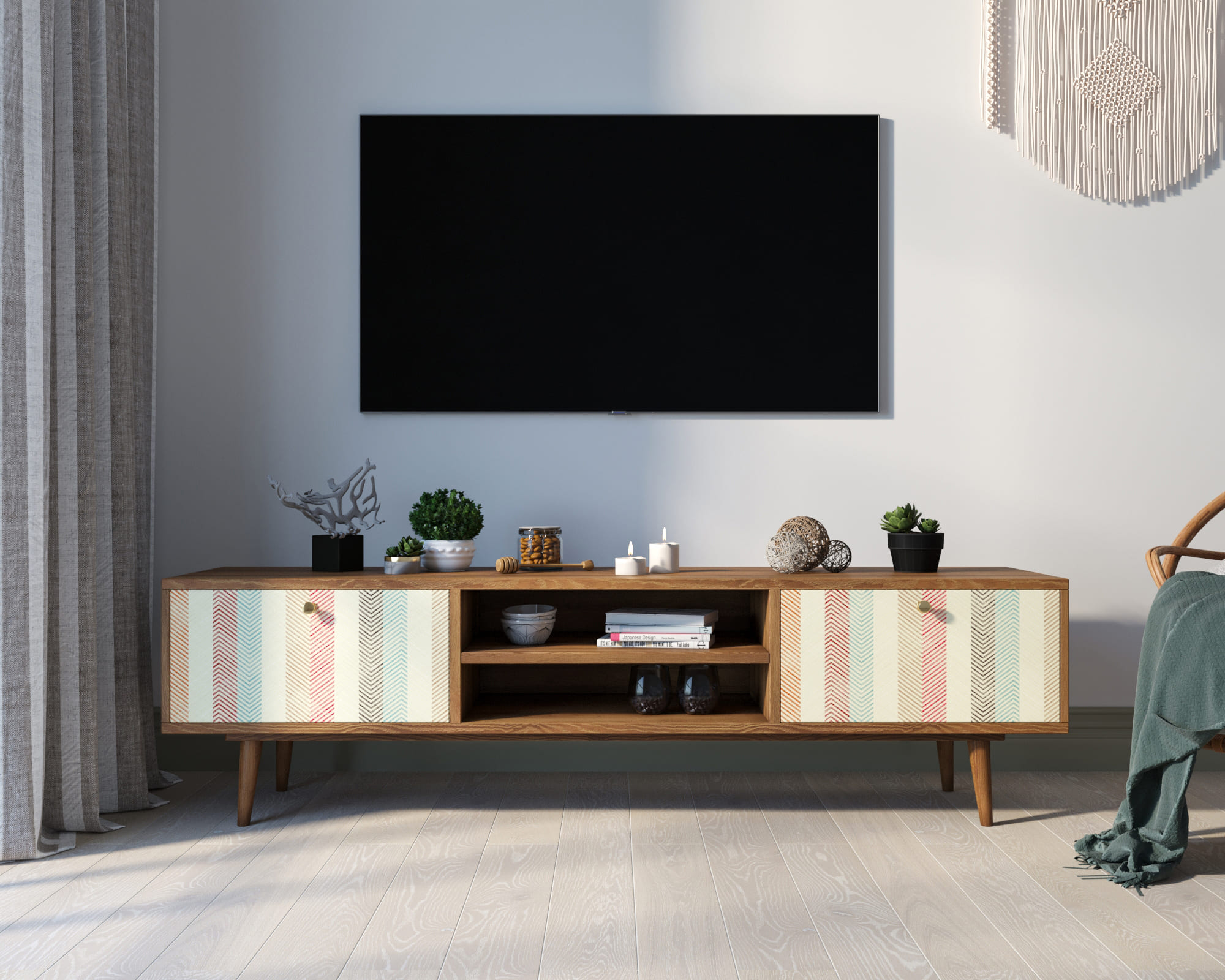 Комод "Berber" с нишей низкий под TV принт 45 арт BB49/Print_45, фото 4