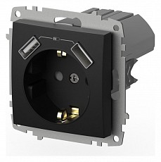 Розетка с заземлением и со шторкой и 2хUSB type A, без рамки Elbi Eleсtriс Zena Vega 609-014800-317, фото 1