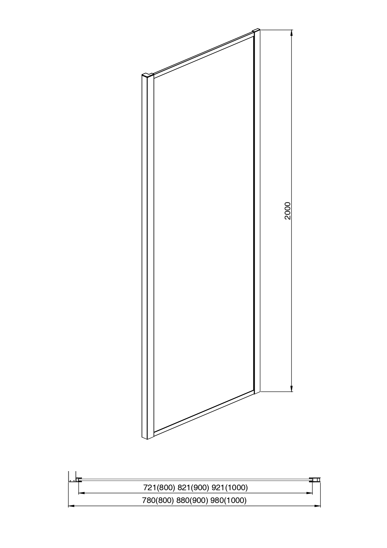 AQ ARI WA 09020CH Неподвижная душевая стенка 900x2000, для комбинации с дверью, профиль хром, стекло прозрачное (AQ NAA 6310-90), фото 2