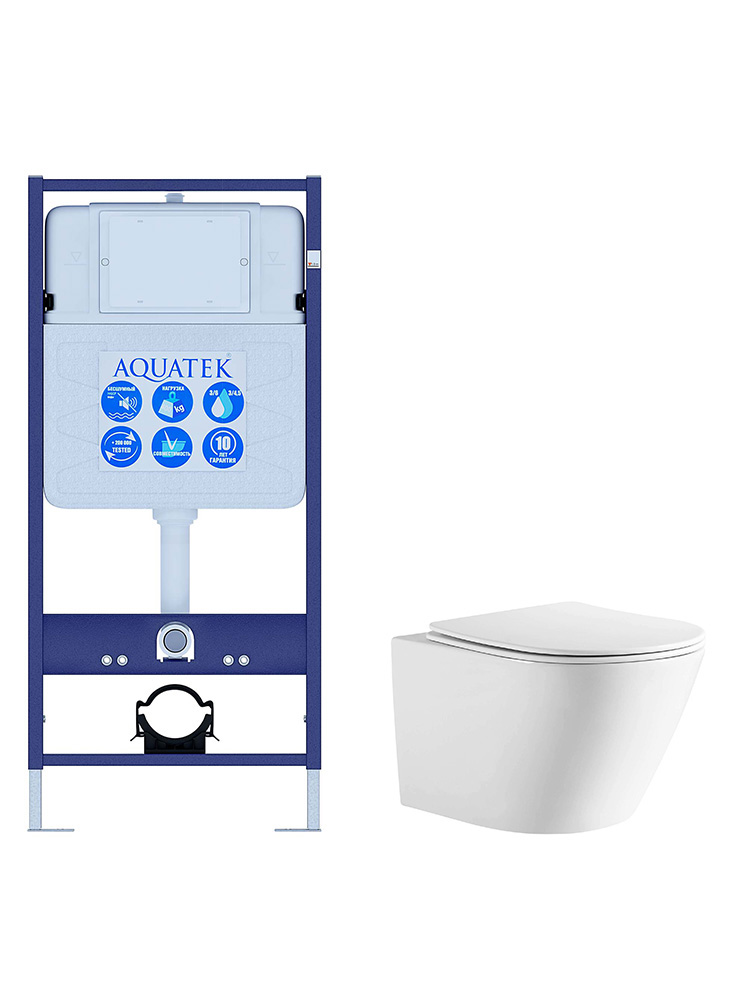 SET AQUATEK ЛИБЕРТИ (рама AQUATEK Standard INS-0000012 (без крепежа и клавиши) + унитаз ЛИБЕРТИ AQ1999T-00 с тонким сиденьем sc), фото 1