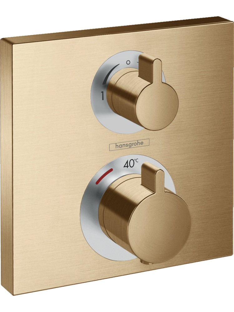 15714140S Set HG Ecostat Square термостатический смеситель для душа (15714140+01800180) шлиф.бронза, фото 4