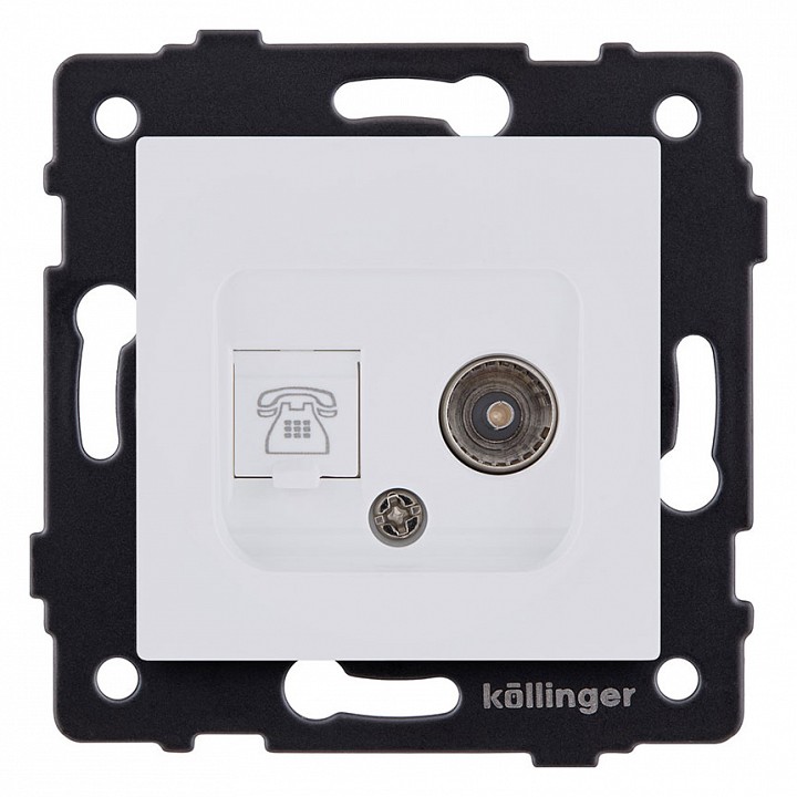 Розетка двойная RJ-11 и Ethernet RJ-45, без рамки Kollinger  REA-013WM, фото 1