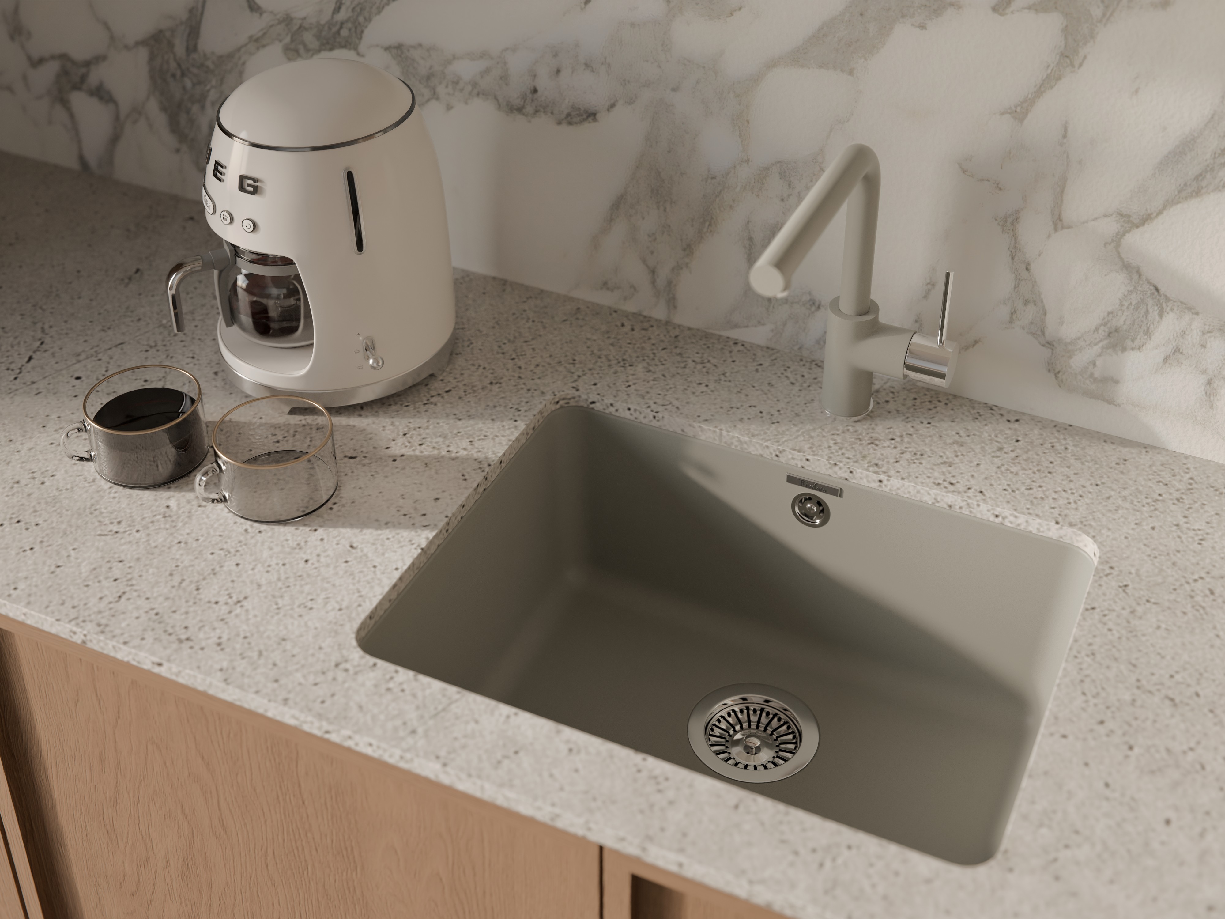 RIVELATO Мойка BERKANA 50 подст.монтаж 1-чаш 560*430 topazio арт., фото 3