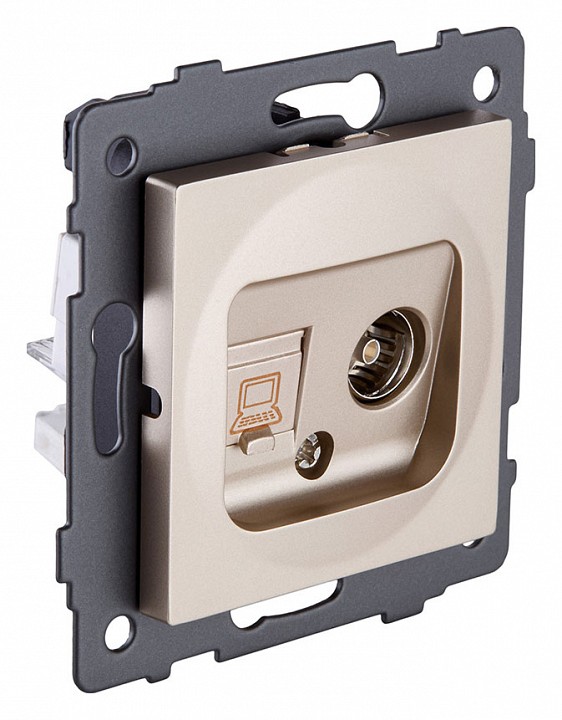 ТВ-розетка и розетка Ethernet RJ-45 без рамки Kollinger  REA-021GD, фото 2