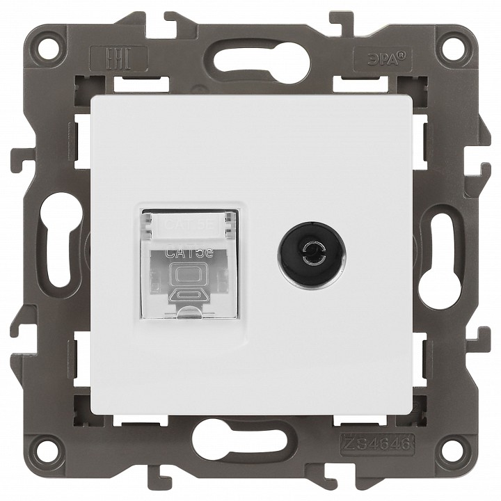 ТВ-розетка и розетка Ethernet RJ-45 без рамки Эра Эра Elegance 14-3110-01М, фото 2