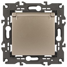 Розетка с заземлением и со шторкой, без рамки с крышкой Эра Эра Elegance 14-2103-04, фото 1