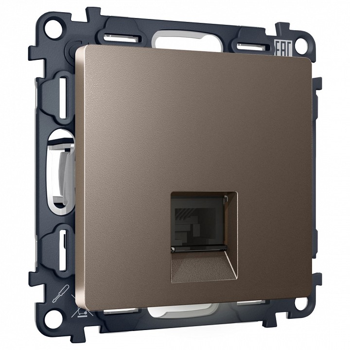 Розетка Ethernet RJ-45 и со шторками, без рамки Ambrella Volt ALFA MA642005, фото 1