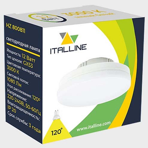 Лампа светодиодная Italline GX53 12Вт 3000K HZ 800811