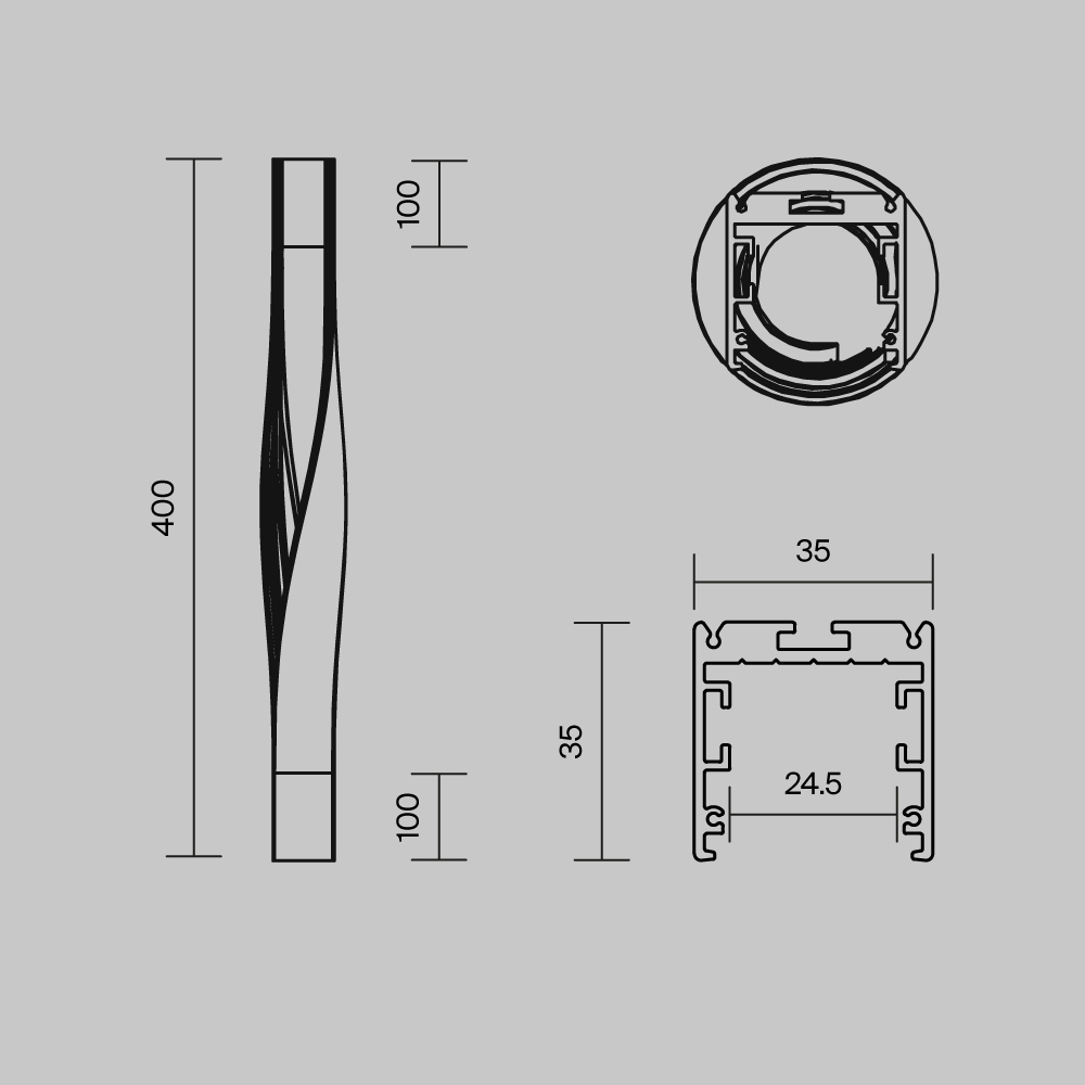 Профиль Led Strip ALM-3535R-B-TR-90°-0.4M, фото 2