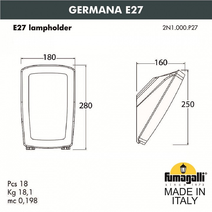 Светильник на штанге Fumagalli Germana 2N1.000.000.LYF1R, фото 5