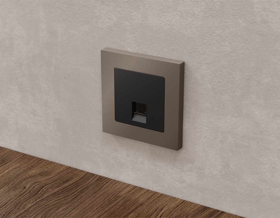 Розетка Ethernet RJ-45 и со шторками, без рамки Ambrella Volt ALFA MA812005, фото 2