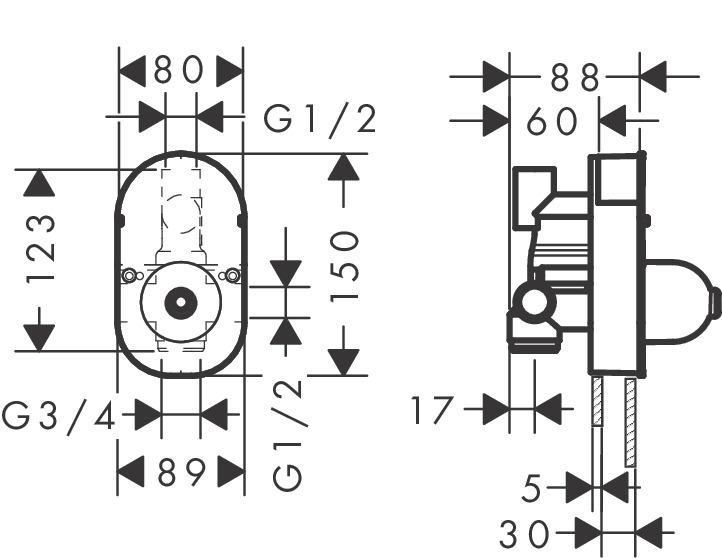 31741180 HG скрытая часть смесителя для ванны, фото 3