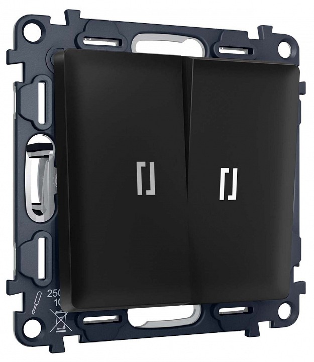 Выключатель самовозвратный двухклавишный с подсветкой, без рамки Ambrella Volt MA MA804055, фото 1