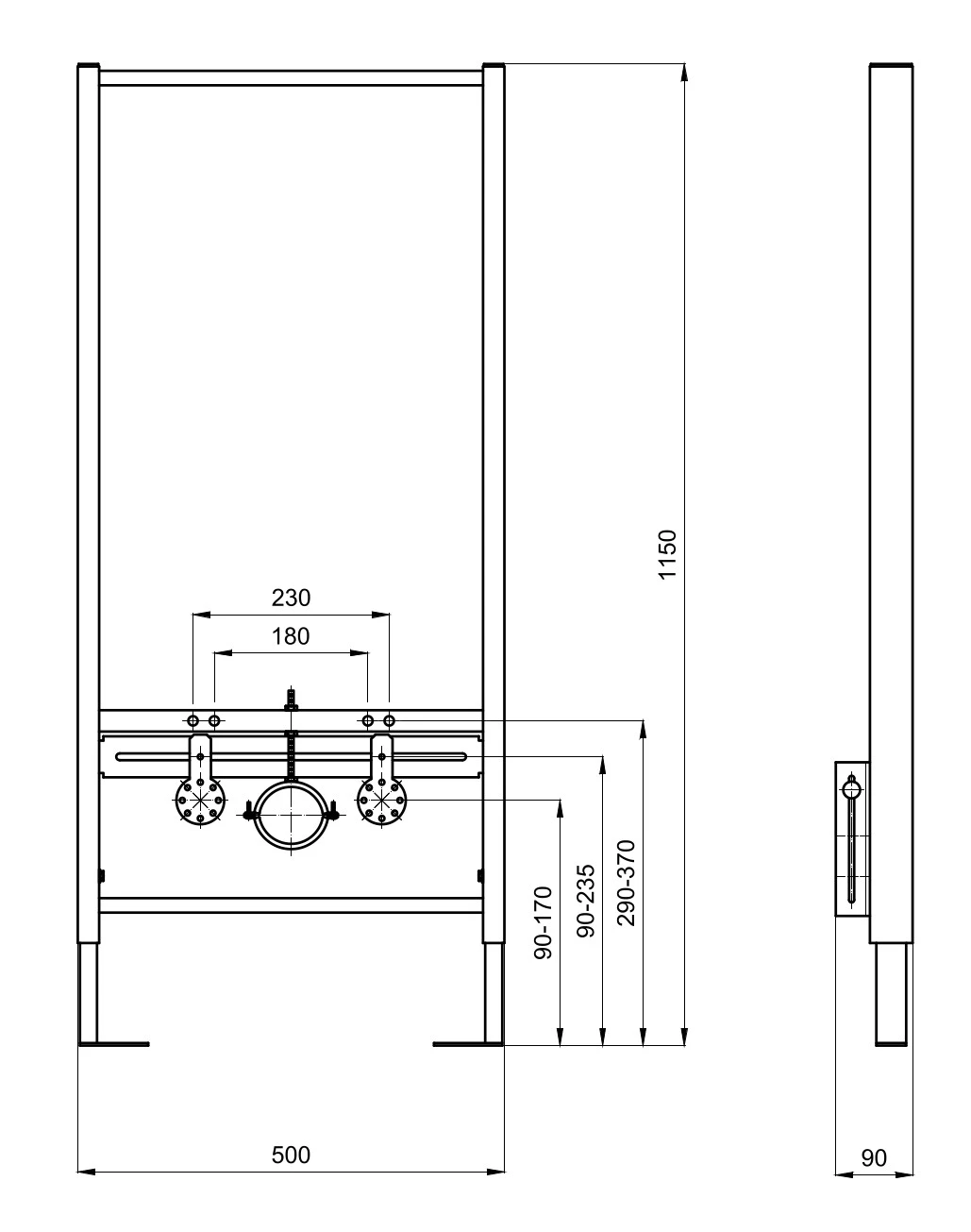 INSB-0000001 Aquatek Standart Монтажная рама для подвесного биде 1150*500*90, фото 3