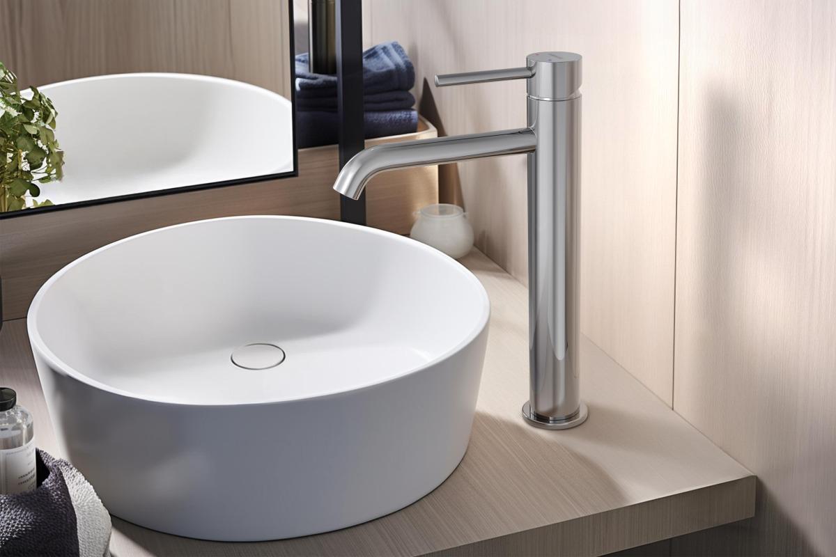AQ1304CR ЕВРОПА смеситель для раковины высокий 215, без донного клапана, фото 5