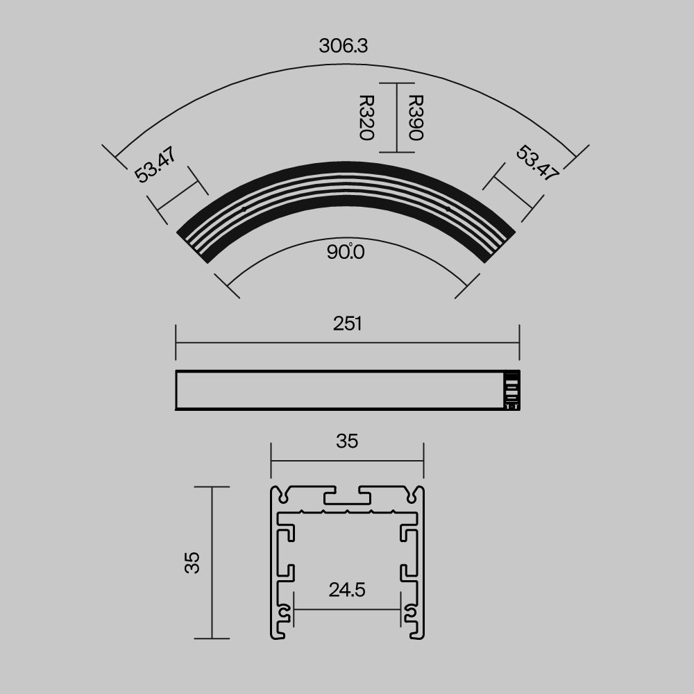 Профиль Led Strip ALM-3535R-B-D-90°-0.3M, фото 2