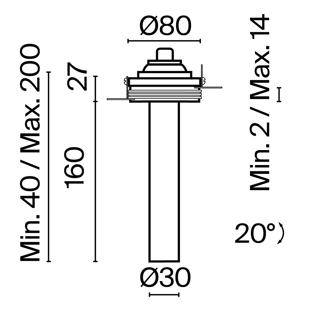 Встраиваемый светильник Technical C140TRS-L200-7W3K-W, фото 2