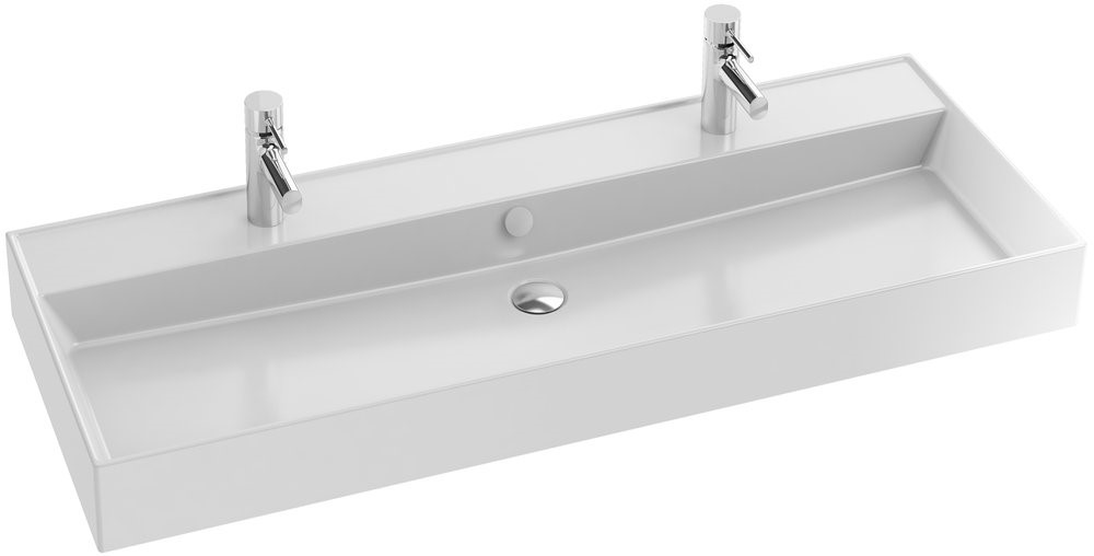 EXBK112-00 VIVIENNE Керамическая раковина 120х46 см, белая, фото 1